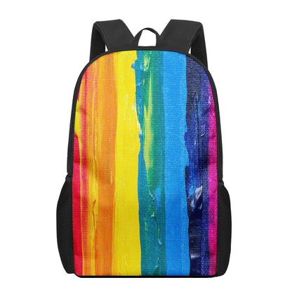 Rainbow Painting Kids Black Chain Backpack