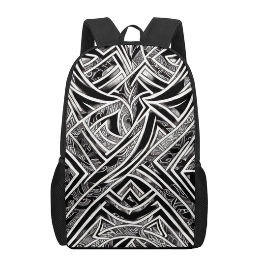 Black and White Polynesian Kids Black Chain Backpack