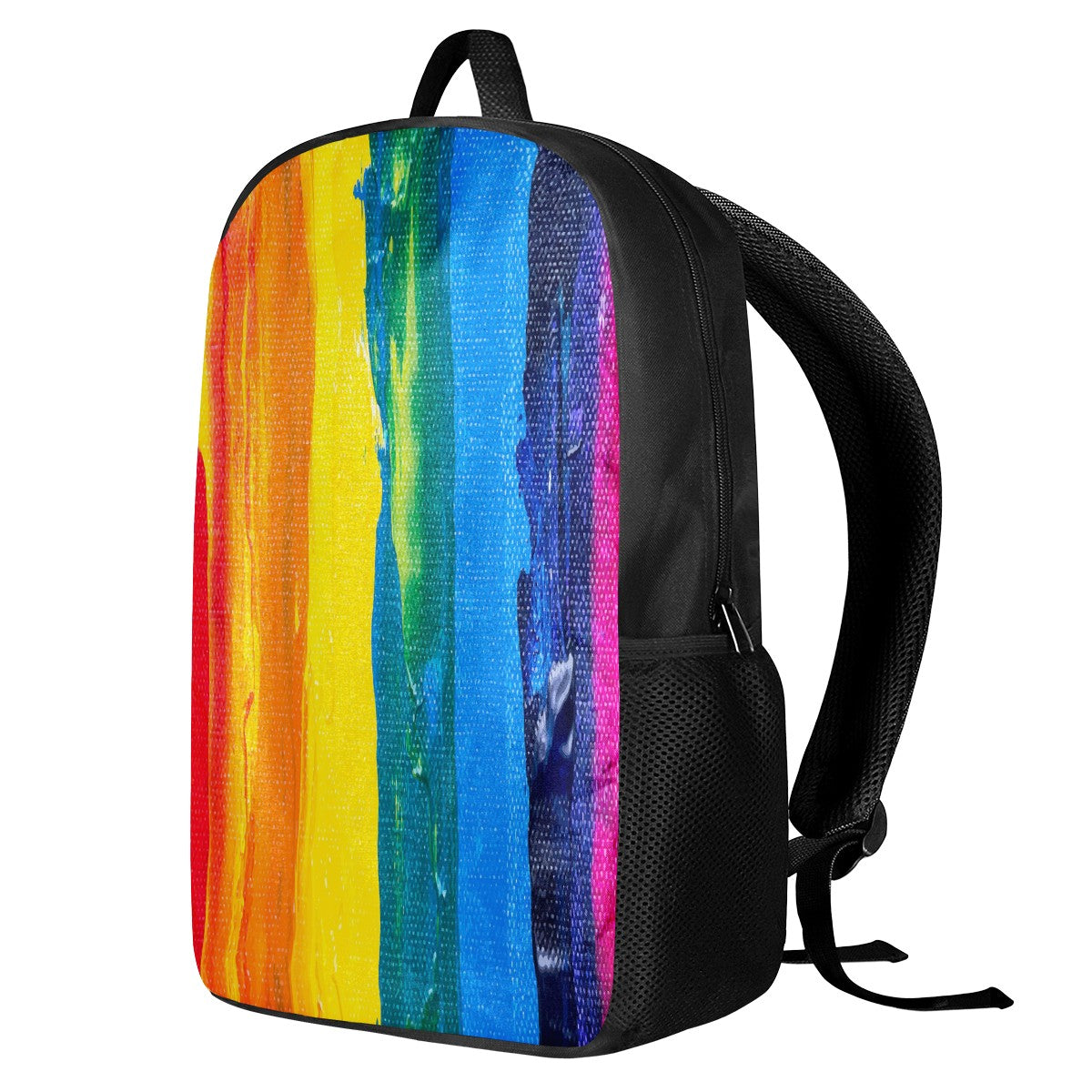 Rainbow Painting Kids Black Chain Backpack