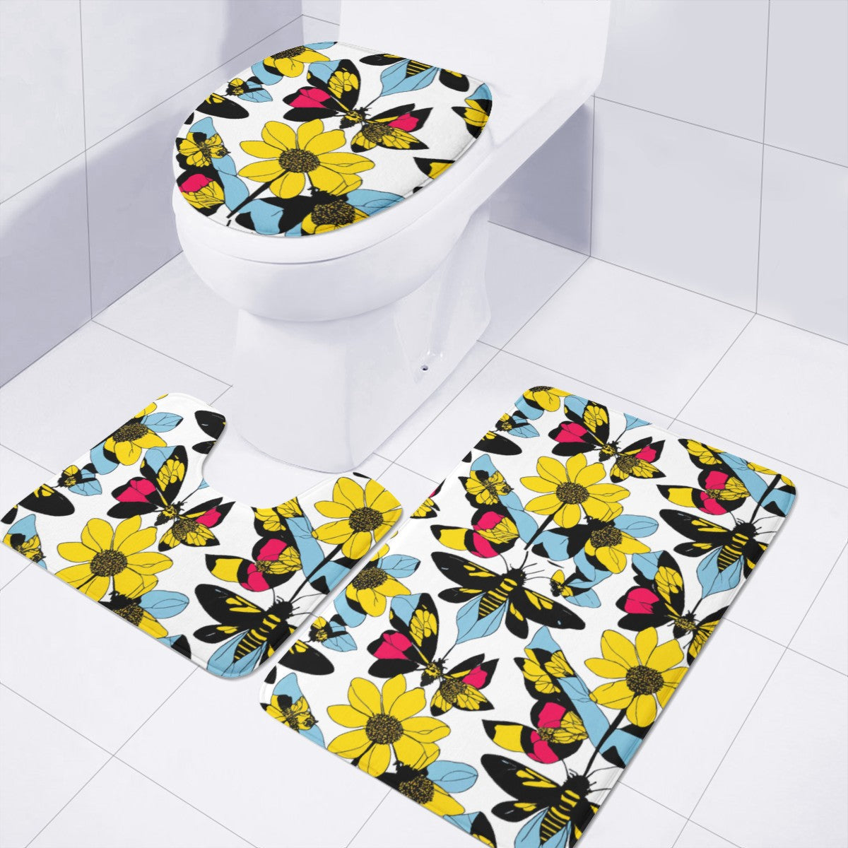 Bees and Sunflowers Toilet Three Pieces Set