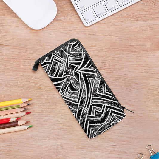 Black and White Polynesian Pencil Case