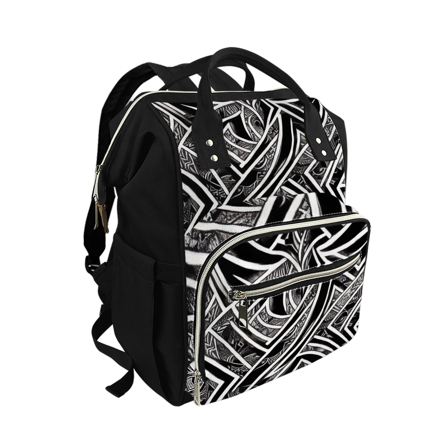 Black and White Polynesian Diaper Bag