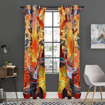 Golden Peace Lily Long Curtains | Home Decor