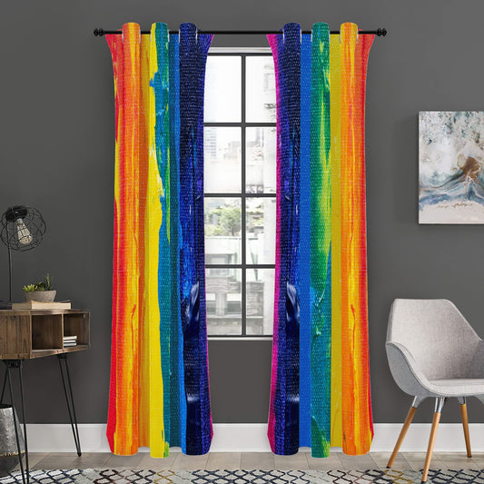 Rainbow Painting Long Curtains | Home Decor