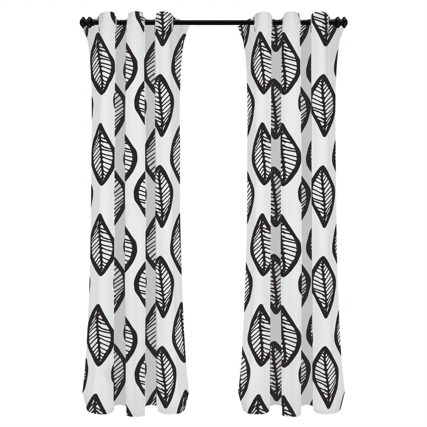 African | Ethnic | Mudcloth | #16 Black and White Long Curtains | Home Decor