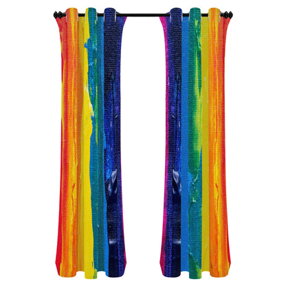 Rainbow Painting Long Curtains | Home Decor