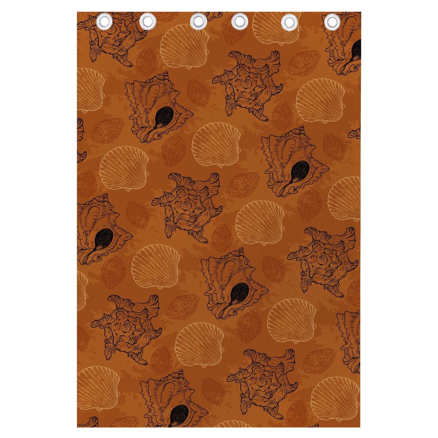 SeaShell Ocean in Orange Long Curtains | Home Decor