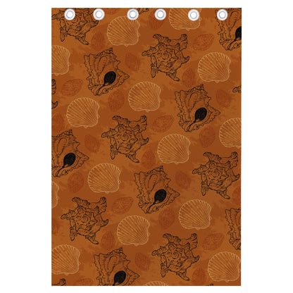 SeaShell Ocean in Orange Long Curtains | Home Decor