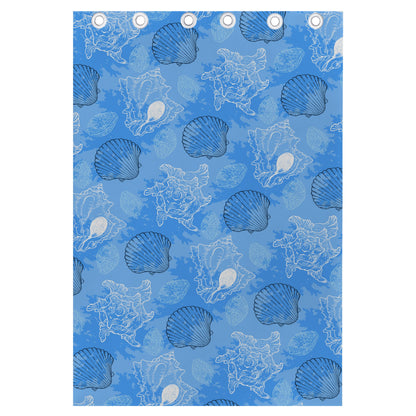 Blue Seashell Ocean Long Curtains | Home Decor