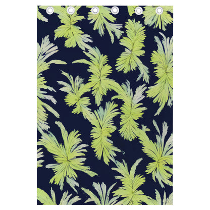 Palm Fronds - Lime Green and Black Long Curtains | Home Decor