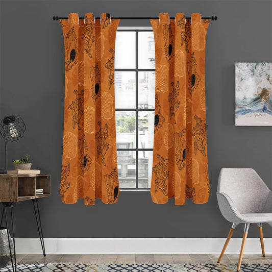 SeaShell Ocean in Orange Short Curtains | Home Decor