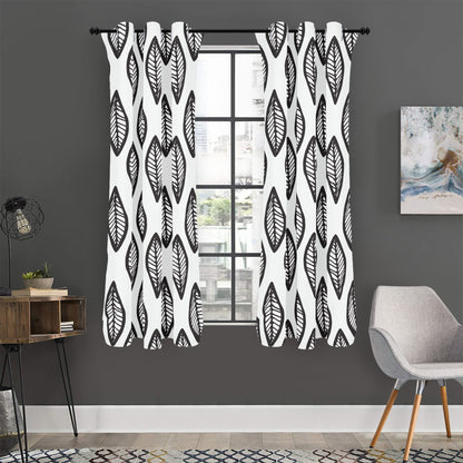 African | Ethnic | Mudcloth | #16 Black and White Short Curtains | Home Decor