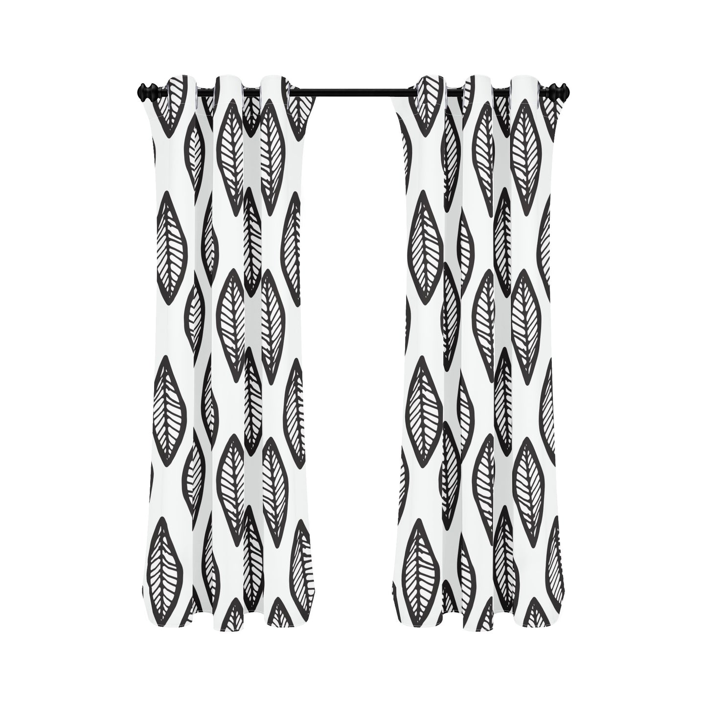 African | Ethnic | Mudcloth | #16 Black and White Short Curtains | Home Decor