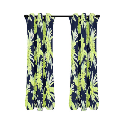 Palm Fronds - Lime Green and Black Short Curtains | Home Decor