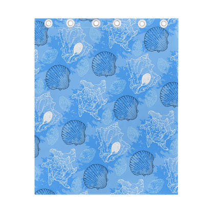 Blue Seashell Ocean Short Curtains | Home Decor