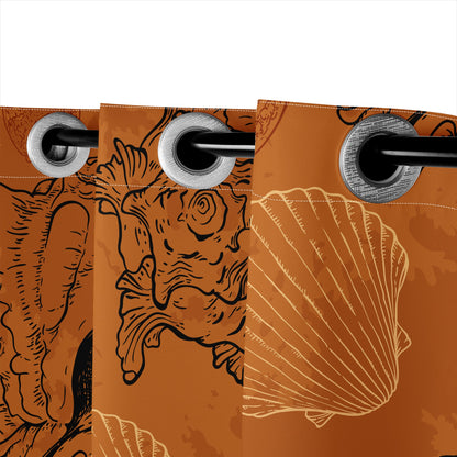 SeaShell Ocean in Orange Short Curtains | Home Decor