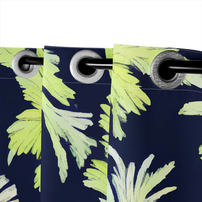 Palm Fronds - Lime Green and Black Short Curtains | Home Decor