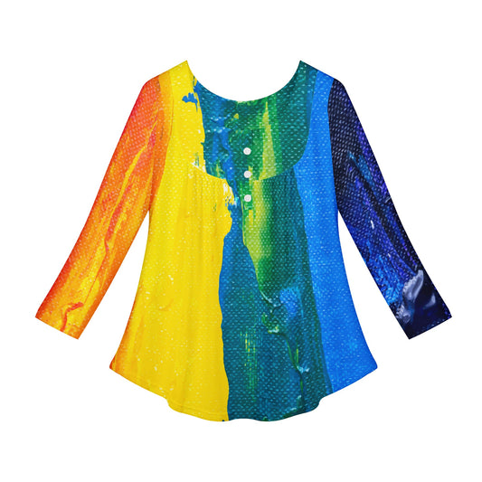 Rainbow Painting Women Long Sleeve Shirt