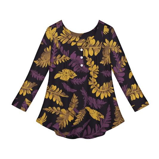 Lauae Purple and Yellow Women Long Sleeve Shirt Women White