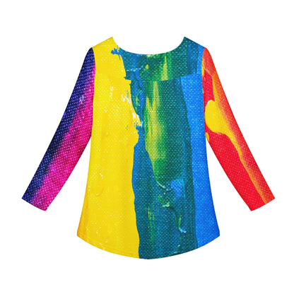 Rainbow Painting Women Long Sleeve Shirt