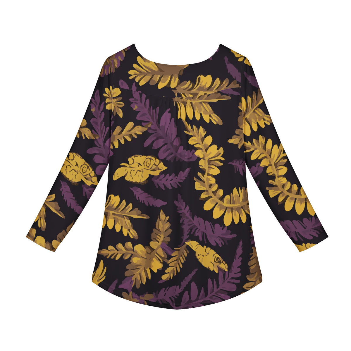 Lauae Purple and Yellow Women Long Sleeve Shirt