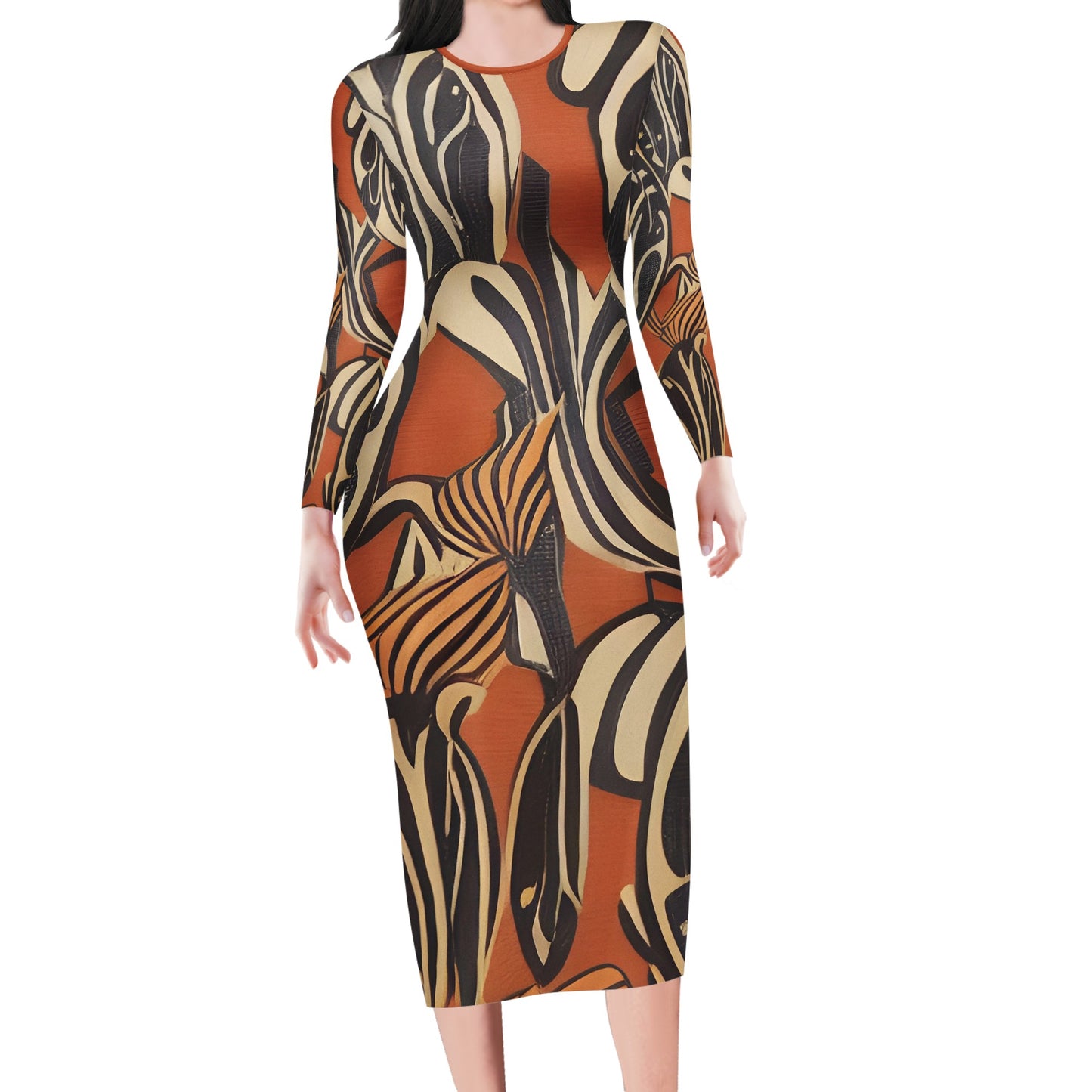 Elegant African Ethnic Bodycon Midi Sheath Dress - Sizes S to 4XL