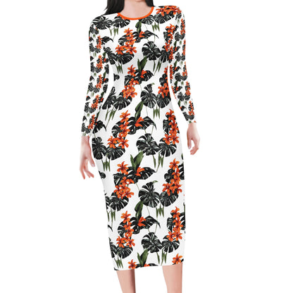 Tropical Red Women Bodycon Midi Sheath Dress - up to 4XL Women