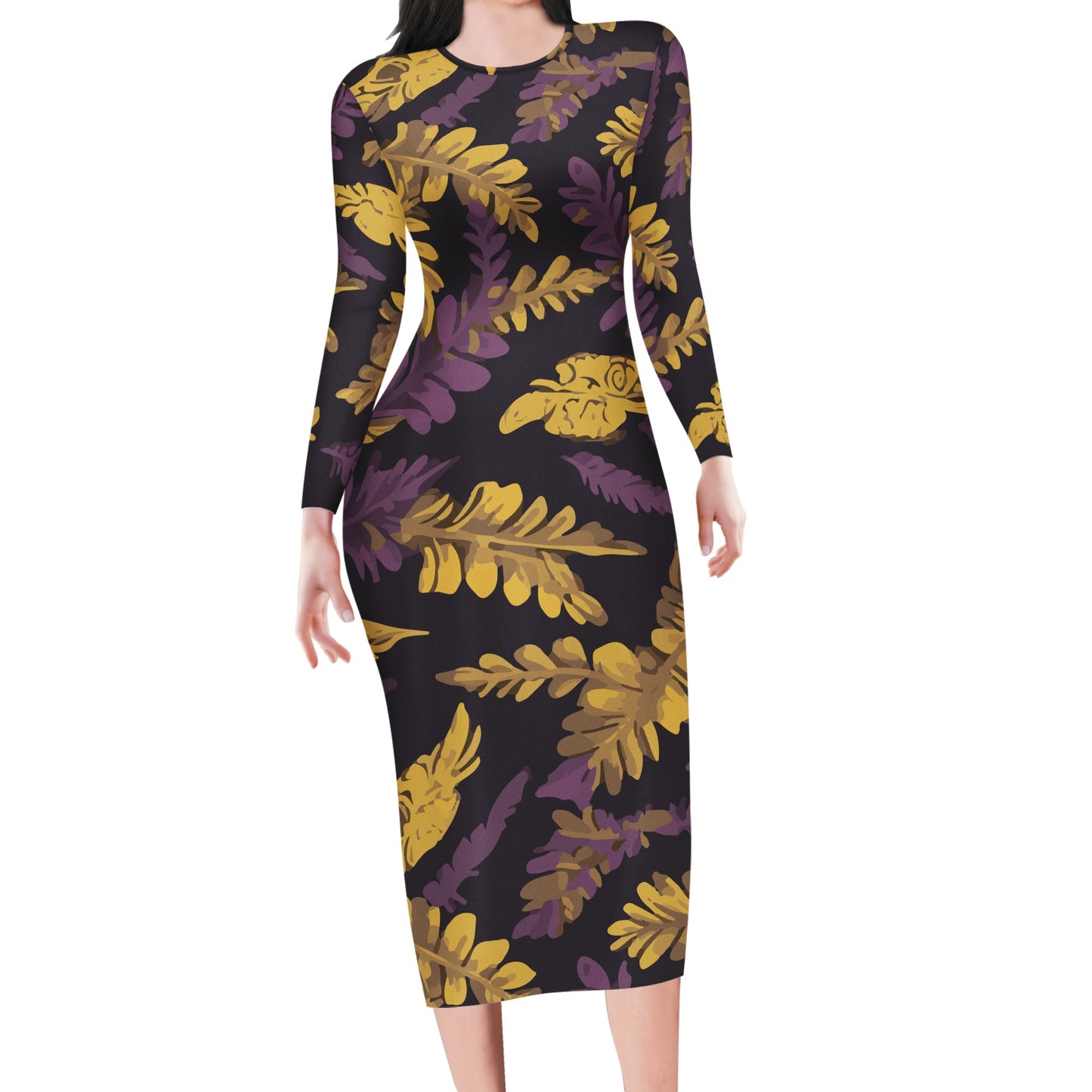 Lauae Purple and Yellow Women Bodycon Midi Sheath Dress