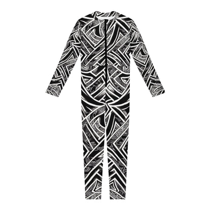 Black and White Polynesian Women Jumpsuit