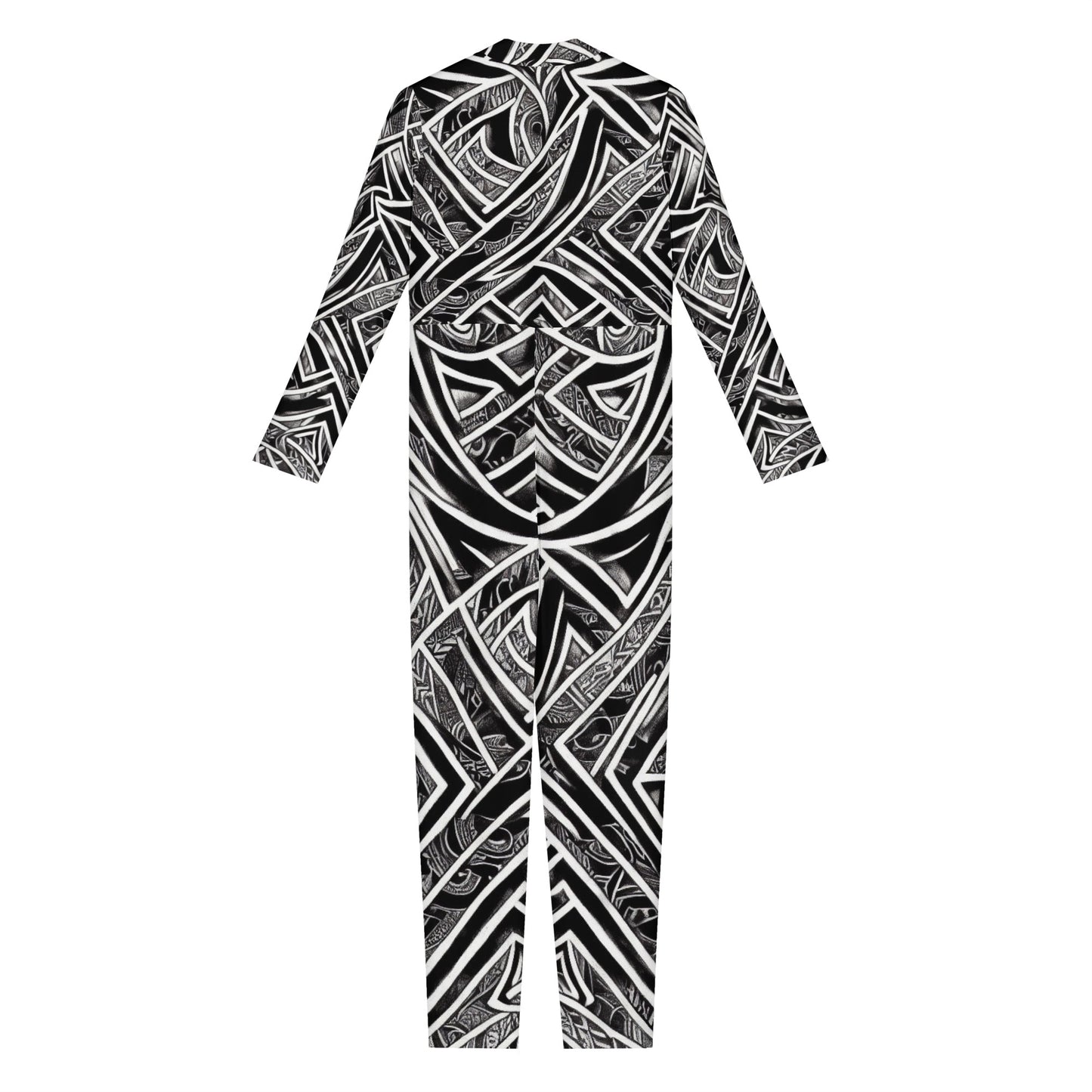 Black and White Polynesian Women Jumpsuit