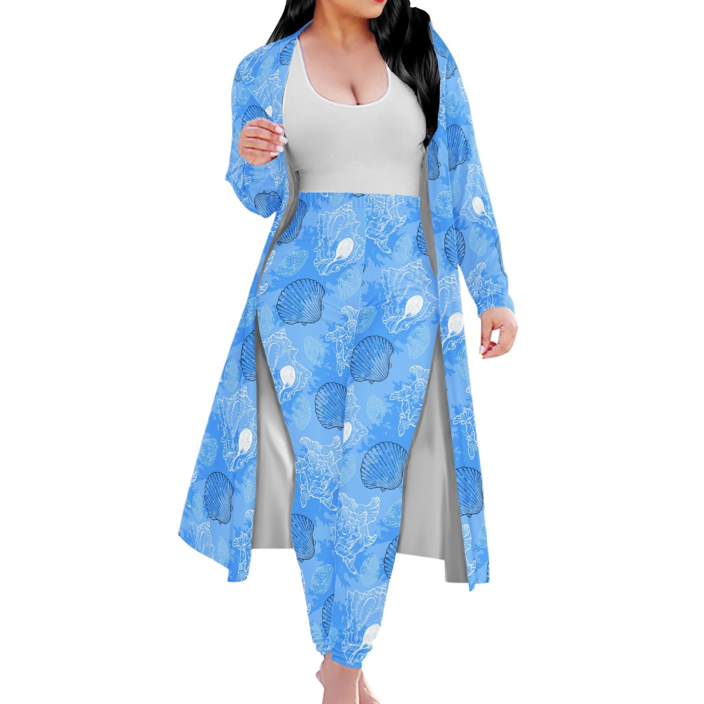 Blue Seashell Ocean Women Overalls Sportwear