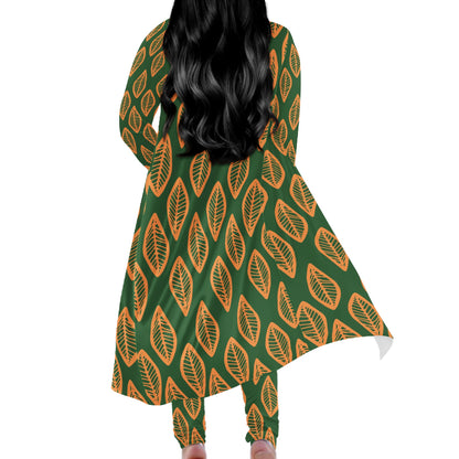 African Mud Cloth #16 Green and Orange Women Overalls Sportwear