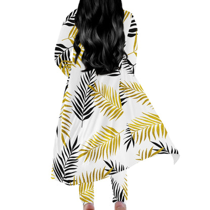 Black and Gold Palm Branches Women Overalls Sportwear