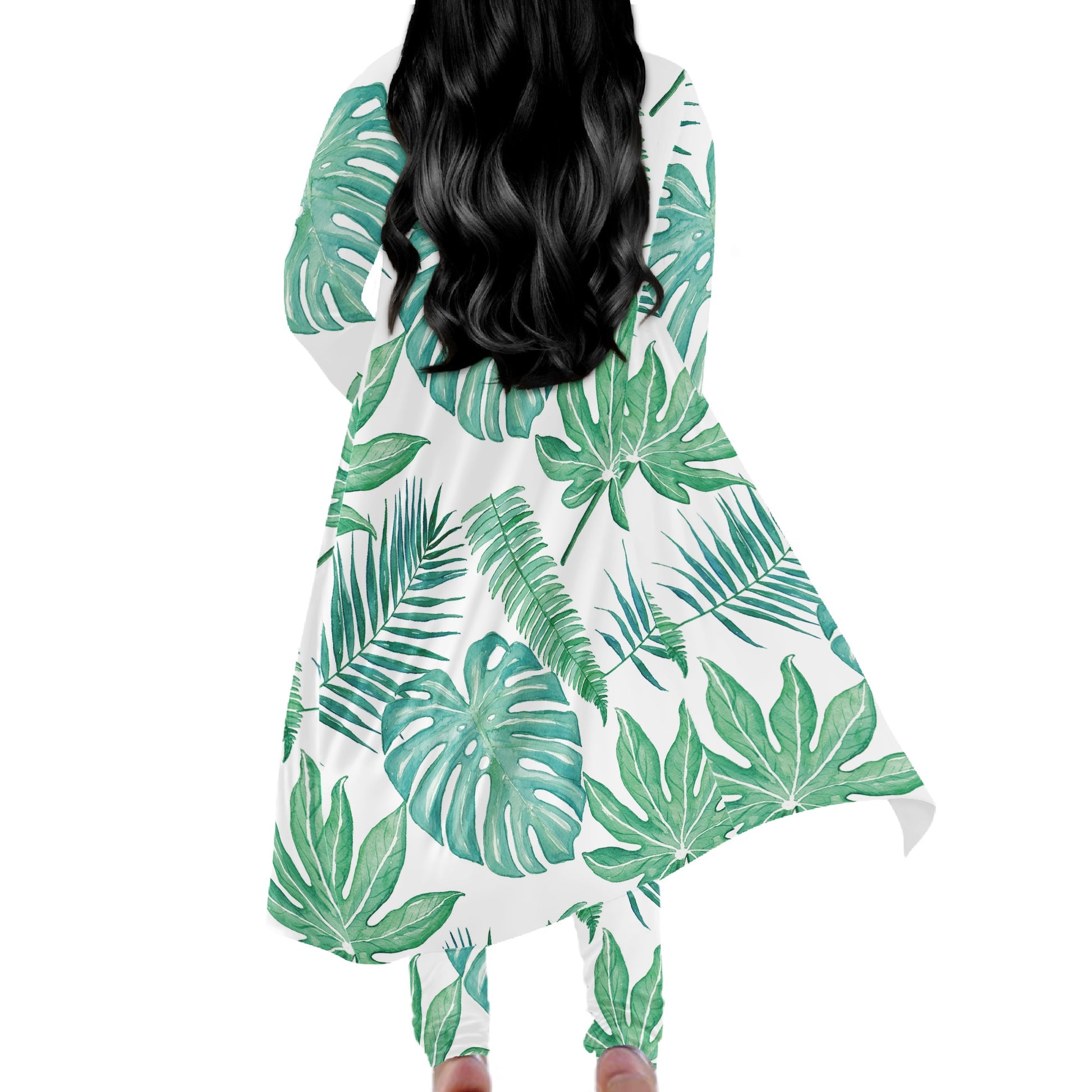Palm and Monstera Leaf Green Women Overalls Sportwear