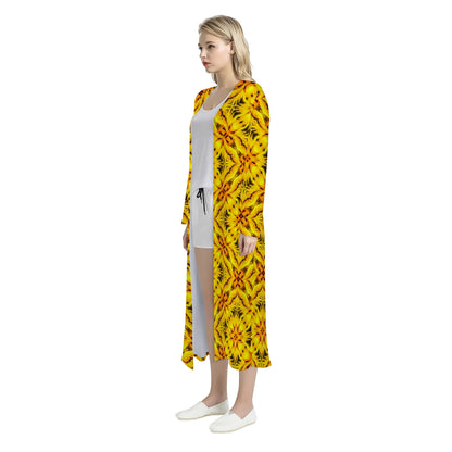 Yellow Toghu: Cameroon Women's Casual Long Open Front Cardigan