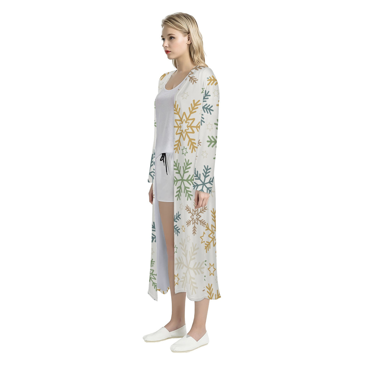 Snowflake Women's Casual Long Open Front Cardigan Women