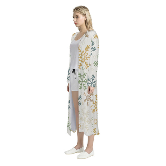 Snowflake Women's Casual Long Open Front Cardigan Women