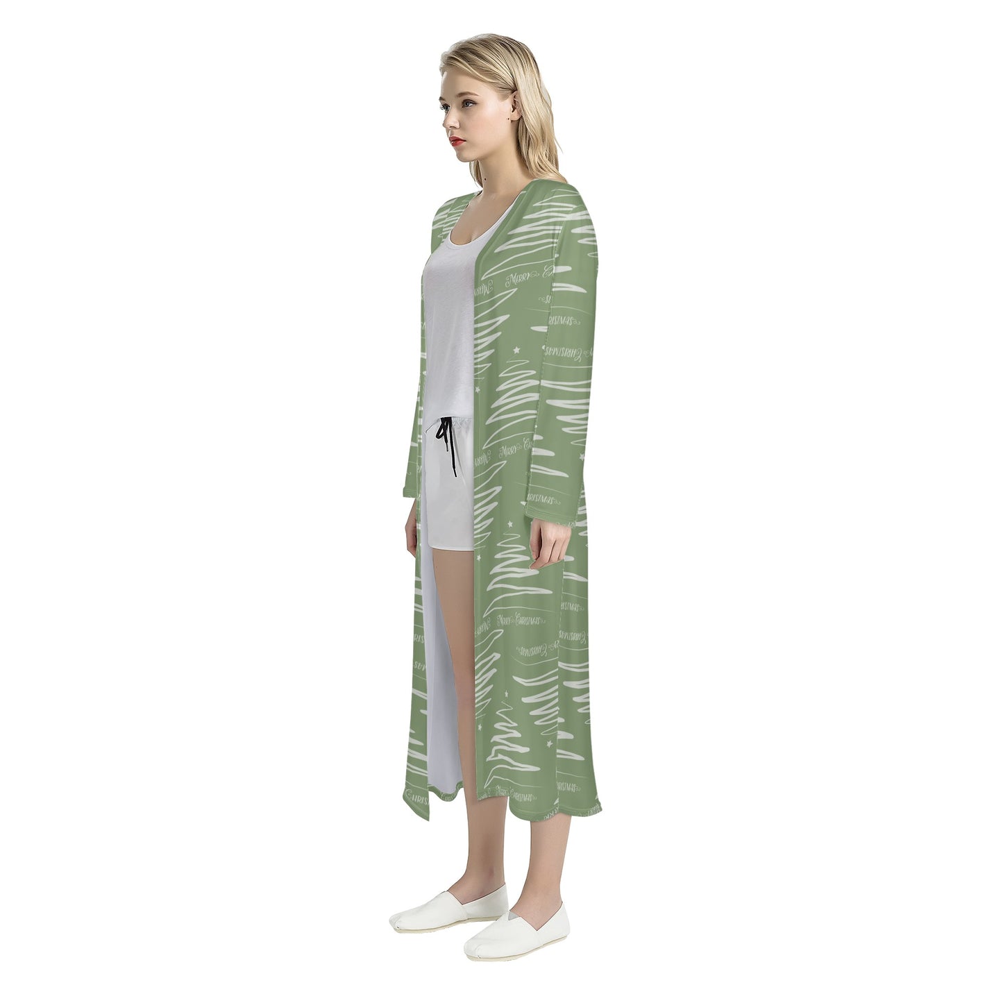 Christmas Trees Women's Casual Long Open Front Cardigan