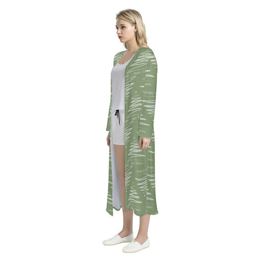 Christmas Trees Women's Casual Long Open Front Cardigan