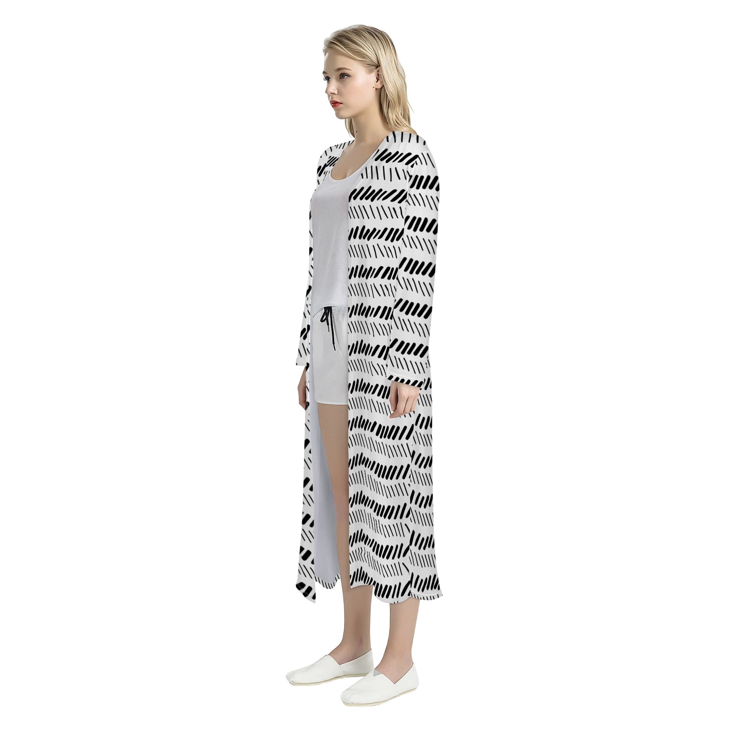 African Mudcloth Women's Casual Long Open Front Cardigan - Luxtrini, LLC