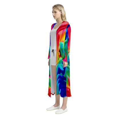 Rainbow Confusion Women's Casual Long Open Front Cardigan