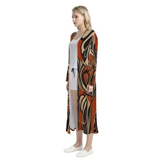 African Ethnic Women's Casual Long Open Front Cardigan
