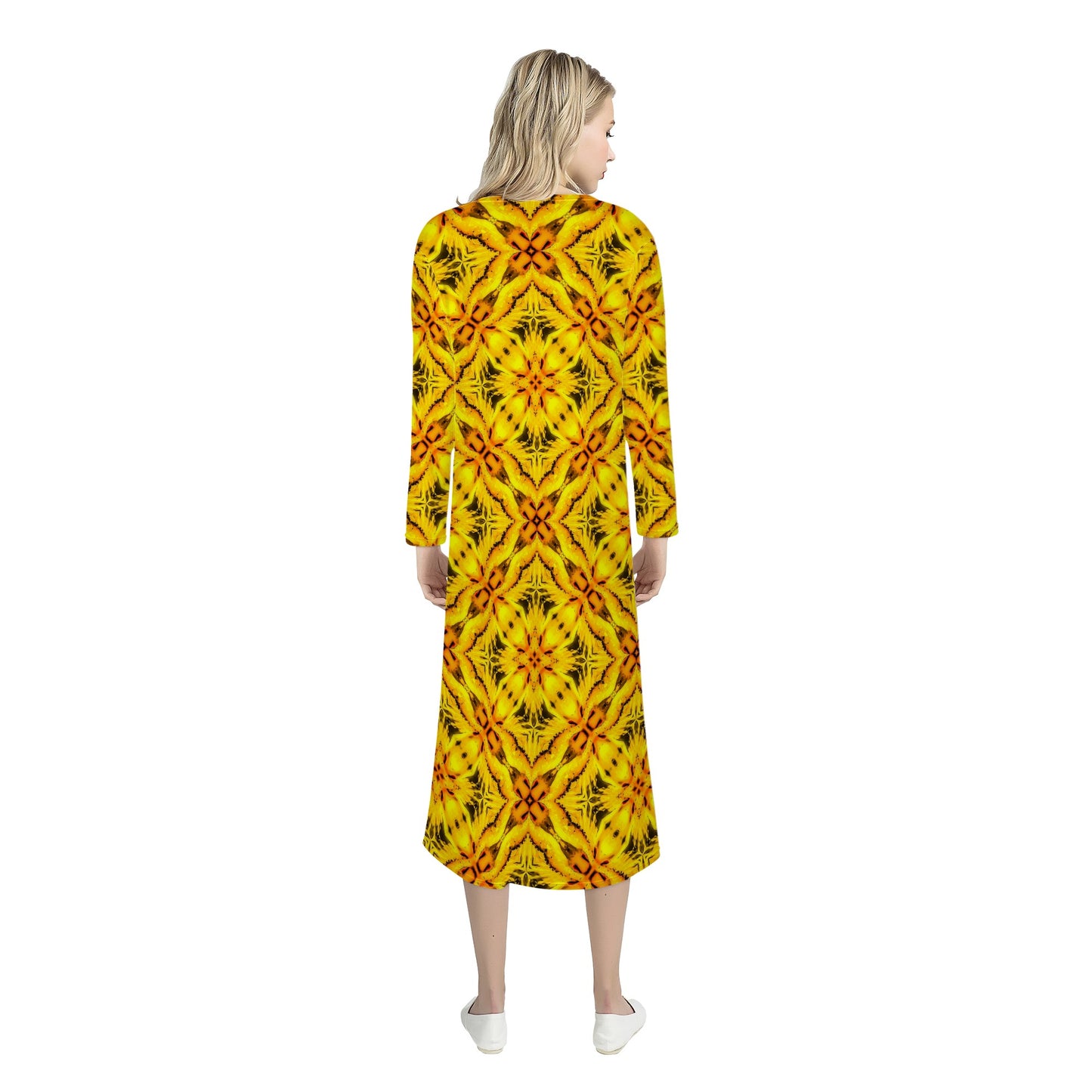 Yellow Toghu: Cameroon Women's Casual Long Open Front Cardigan