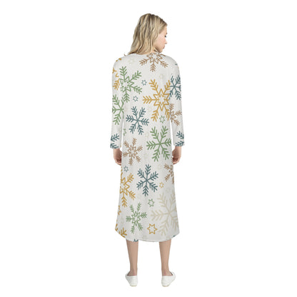 Snowflake Women's Casual Long Open Front Cardigan