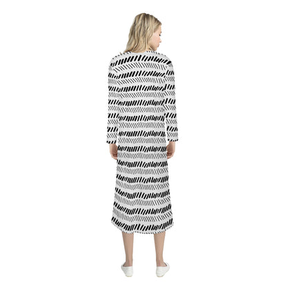 African Mudcloth Women's Casual Long Open Front Cardigan - Luxtrini, LLC