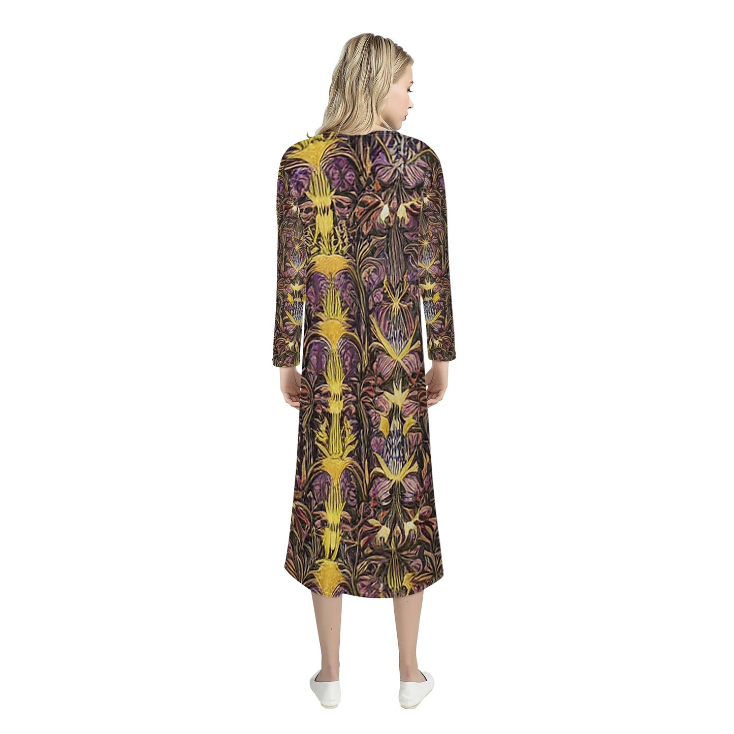 Hawaiian Golden Puakenikeni Women's Casual Long Open Front Cardigan