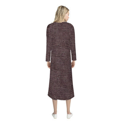 African | Ethnic | Mudcloth | Women's Casual Long Open Front Cardigan