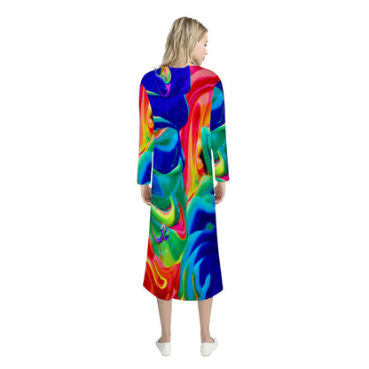 Rainbow Confusion Women's Casual Long Open Front Cardigan