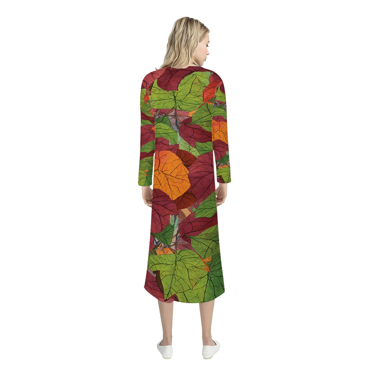 Autumn Leaves Women's Casual Long Open Front Cardigan