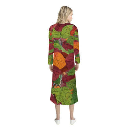 Autumn Leaves Women's Casual Long Open Front Cardigan